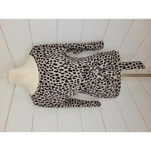 Ann Taylor small tan & black animal print faux wrap top